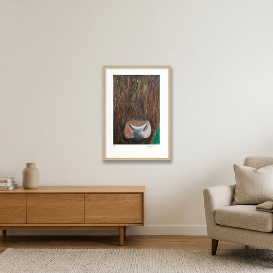 Shaggy Gaze — A2 (42×59cm, 17×23") Oak Frame