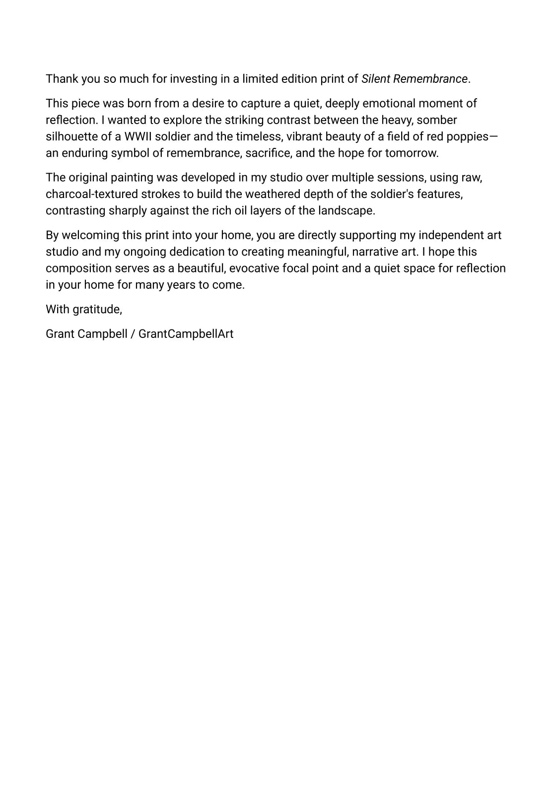 Silent Remembrance — A letter from the artist