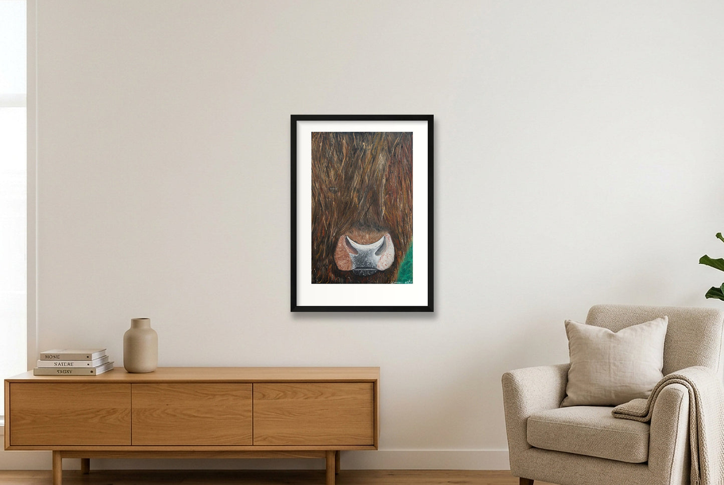 Shaggy Gaze — A2 (42×59cm, 17×23") Black Frame
