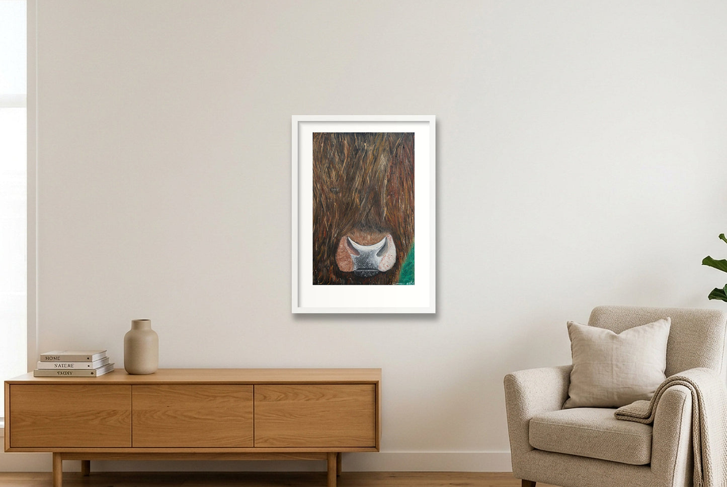 Shaggy Gaze — A2 (42×59cm, 17×23") White Frame