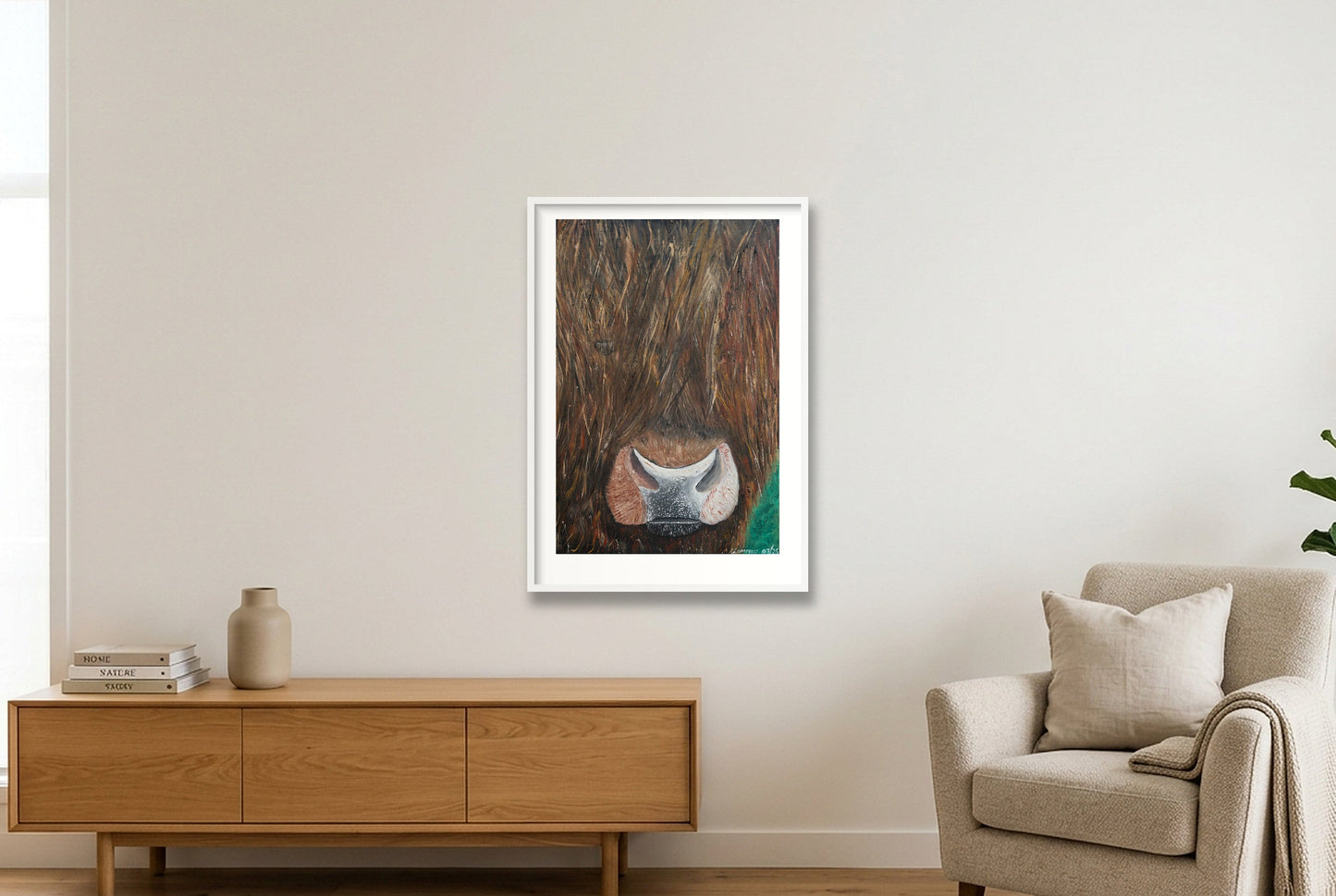 Shaggy Gaze — 70×100cm, 28×39" White Frame